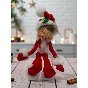 Annalee Christmas Elf Figurine 2012 Mobilitee Posable White and Red